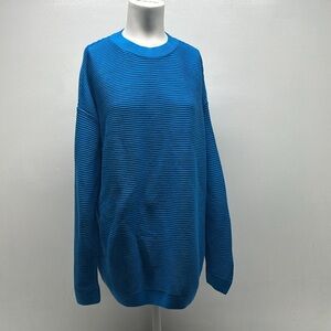 Asos Sweater Pullover Ribbed Knit Long Sleeve Crewneck Blue Oversized US Size 6
